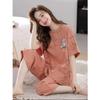 Pijama de Mujer Verano 2025 Nuevo Primavera y Verano Manga Corta Lindo Holgado Pantalones Capri Traje para Casa Conjunto de Dos Piezas Verano