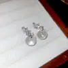 Brincos Pendentes Redondos com Zircônia e Argola de Prata Estilo Coreano Brincos Exquisitos de Alta Qualidade Elegantes Versáteis Modernos Personalizados para Mulheres