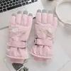 Guantes con forma de corazón para mujer para andar en bicicleta eléctrica, forrados de polar, cálidos, a prueba de viento, impermeables, guantes de esquí con pantalla táctil, lindos y compatibles con pantalla táctil