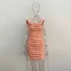 Verano 2021 Europeo y Americano Nuevo ins transfronterizo suministro tirantes fuera del hombro malla vestido tubo discoteca