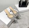 Sandalias transparentes de tacón alto con pedrería nueva de Huizhou para mujer, tacón de aguja, punta puntiaguda, zapatos europeos y americanos de tacón alto con puntera, comercio exterior
