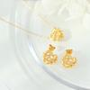 Collar con Colgante de Corazón Enrollado Estilo Japonés/Coreano Viento Ins Chapado en Oro de 18K Acero de Titanio Corazón de Durazno Distintivo Versátil Aretes Traje de Joyería