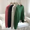 Suéter Corto de Cuello Redondo con Sobrefalda para Mujer, Suéter Holgado, Figura Pequeña, Alta y Delgada, Estudiante Casual, Abrigo de Manga Larga, Top