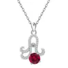 Collar Transfronterizo Europeo y Americano de Plata de Ley S925 Flor de Lirio del Amazonas Doce Piedras de Nacimiento Colgante Elegante Versátil Cadena para la Clavícula