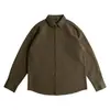Camisa de trabalho de algodão puro marrom estilo retrô americano para homens, de manga comprida, camisa casual simples de outono, jaqueta da moda estilo japonês para homens