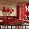 'Xi' carácter abanico de papel flor decoración pared de fondo habitación de bodas arreglo de boda 2026 nuevo estilo sala de estar dormitorio recibidor juego de bodas