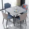 Mesa de Jantar Minimalista Nórdica em Pedra Brilhante, Formato Quadrado, Adequada para Apartamentos Pequenos, Mesa para Recepção de Lazer e Negociação, Mesa de Jantar Moderna para Casa