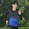 Camiseta Deportiva de Manga Larga de Secado Rápido Transfronteriza para Hombre Seda de Hielo Verano Delgada Protección Solar Transpirable Top para Correr Estilo de Verano
