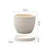 Diseño Creativo y Sencillo, Maceta de Arcilla Cocida Natural, Transpirable e Impermeable, con Agujeros y Plato, Maceta de Cerámica Blanca para Flores de Sansevieria