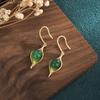 Nuevos Pendientes Elegantes Estilo Palacio Verano 2021 para Mujer Pendientes de Imitación de Jade Hetian Calcedonia Joyería para Celebridades de Internet para Fotos