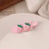 Presilha de Cabelo de Morango Fofa para Mulheres, Presilha Lateral para Testa, Estilo Menina Popular Doce e Descolada para Franja, Presilha de Bico de Pato Sem Marcas para Maquiagem
