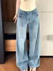 Jeans retro americanos de pierna ancha para mujer, colección primavera/otoño 2026, talla grande, diseño de hebilla Paris, corte holgado, adelgazantes, pantalones de largo completo
