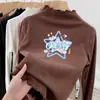 Camiseta térmica de forro polar para niña, cuello semi-alto, Otoño Invierno, Ropa interior cálida para niños, Top elegante para niña con cuello con volantes