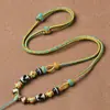 Collar Colgante de Cuerda de Algodón Estilo Tíbet Cordón Estilo Étnico Arena Dorada Tanka Buda Amuleto Accesorio Hecho a Mano de Alta Calidad con Cordón para Colgar
