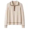 Terciopelo*PedidoCachemir Platino Engrosado Cuello Chal Bloque de Color Engrosado Holgado Sudadera Deportiva Jersey de Punto Mujer