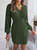 Liquidación Otoño e Invierno Botón Cuello en V Tejido de Cable Manga Linterna Vestido Suéter Ajustado Tienda en Línea Independiente Ropa de Mujer Transfronteriza Europea y Americana