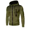 Suéter casual com capuz estampado para homens outono e inverno com forro de fleece com zíper pullover moletom com capuz em estoque