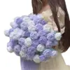 Manta de Peluche Gradiente con Ramo de Rosas Paquete de Material Tejido a Mano para DIY Manta con Ramo Regalo Manta de Rosas Liquidación