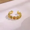 Comercio Exterior Transfronterizo Anillo de Rosa Romántica Retro Francesa Microincrustado de Circonita de Color Anillo Floral de Lujo Ligero Elegante para Mujer