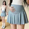 Falda Corta Plisada de Verano para Maternidad 2026 con Cintura Alta, Pantalones Cortos de Seguridad Antiexposición, Falda de Tenis Transpirable de Longitud Media para Mujeres Petites