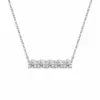 Collar de barra de equilibrio de moissanita plata de ley S925 cadena para la clavícula luz de luna blanca con un diseño de alta gama, exclusivo, un regalo para una novia