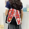 Mochila Casual Xadrez Estilo Japonês Desenho Animado Coelho de Orelhas Longas Botão de Estrela Fofo Renda Doce Mochila Pequena Estilosa