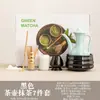 Juego de Tazón para Matcha y Batidor Estilo Japonés Cocido en Horno, Batidor de Cerámica para Ceremonia del Té Dinastía Song, Juego de Matcha, Cerámica Gruesa