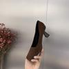 Primavera 2026 Nuevo Estilo Punta Cuadrada Tacón Grueso Profesional Versátil Trabajo Viajero Tacón Medio Zapatos de Salón Elegantes Zapatos de Tacón Alto de Gamuza Negra para Mujer