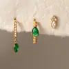 Set de Aretes de Estilo Europeo y Americano Elegante y Discreto para Mujer, Acero Inoxidable Dorado de 18K con Aretes Colgantes de Circonita, Aretes de Diseño Transfronterizo