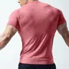 Talla transfronteriza EE. UU./UE En stock Deportivo Iónico Elástico Ajustado Casual Secado Rápido Running Cuello Redondo Manga Corta Top T