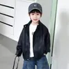 Abrigo de Otoño para Niños, Chaqueta de Cuero Elegante Streetwear para Niños, Nueva Tendencia 2026 Chaqueta Estilo Coreano de Cuello Alto para Niños en Primavera y Otoño