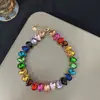 Colar de cristal de diamante colorido em forma de gota d'água atmosfera exagerada Europa e Estados Unidos corrente de clavícula novo moda nicho colar de temperamento