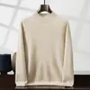 Suéter de Cashmere Cor Sólida Masculino Gola Alta Meio Fino Camada Base Casual Business Solto Tamanho Grande Malha Suéter Base