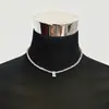 Colar Europeu e Americano com Letra de Concha Colar de Cristal com Contas Incolor Joias Moda Feminina Corrente de Clavícula de Alta Qualidade Feminino