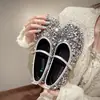 Zapatos Mary Jane de lentejuelas plateadas estilo hada francesa para mujer, nuevo modelo primavera 2026, adecuados para combinar con faldas, zapatos planos de una sola tira de moda