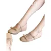Sapatos Mary Jane femininos com laço retrô doce e que aumentam a altura, novos sapatos de verão 2026 estilo balé com salto grosso e bico fino