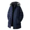 Abrigo de Algodón Personalizado Transfronterizo de Talla Grande de Longitud Media para Hombre en Invierno Abrigo de Algodón con Capucha Desmontable Chaqueta de Algodón Gruesa con Cuello Grande de Piel