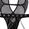 Xiyun Comércio Exterior Transfronteiriço Europeu e Americano Nova Lingerie Sexy Macacão Sexy Feminino de Couro Patente com Renda e Gola Halter Vazado Sexy