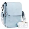 Pode ser usada no ombro ou na transversal, bolsa carteiro com múltiplos zíperes, nova bolsa de ombro feminina, bolsa transversal feminina de couro PU vintage, ajustável