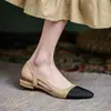 Sandalias Planas de Punta con Combinación de Colores Estilo Xiaoxiang para Mujer 2023 Nuevo Verano Simples Huecas Tacón Grueso Zapatos de Hada Talla 33