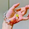Pulsera de Plata 925 de Alta Calidad con Diseño de Cristal Blanco Natural, Cristal de Luna Naranja y Cristal de Fresa Pulsera