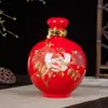 Botella de Vino de Cerámica de Jingdezhen Tarro de Vino 2.5kg Colección Botella de Vino Imitación Paja de Trigo Doméstico Sellado Frasco de Licor