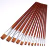 Set de Pinceles de Acuarela de Lino de Mango Largo de 13 Piezas Transfronterizo con Pelo de Nylon de Doble Color para Pintura Acrílica y Gouache, Pincel Liner Artístico