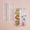 Set Caja Gato Kitty Piel Negra Set de Joyería para Uñas Resina Dibujos Animados Verano Playa Palmera de Coco Lindo Accesorios DIY