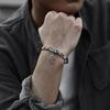 Pulsera Retro de Plata S925 estilo Coreano Vid Pesada Industria Estrella de Cinco Puntas Cruz Patrón Oscuro Pulsera Creativa de Moda