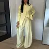 Ropa transfronteriza europea y americana para mujer: elegante blazer de color liso para el día a día, combinado con pantalones largos de pierna ancha