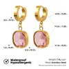 Brincos Transfronteiriços de Pedras Preciosas Grandes de Alta Qualidade para Mulheres, Aço Titânio Galvanizado a Ouro 18K com Diamantes, Brincos Quadrados, Acessórios de Orelha da Moda de Luxo Leve