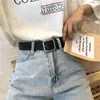 Hebilla Cuadrada Cóncava Cinturón Unisex Cinturón Ancho Chic Estudiante Moda Coreana Cinturón Versátil Negro Celebridad de Internet