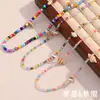 Venta Caliente Transfronteriza Europea y Americana Color Gelatina Estilo Vacaciones en la Playa Acero Inoxidable Chapado en Oro de 18K Concha de Acrílico Collar Colorido