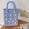 Bolsa feminina nova bolsa com furos DIY bolsa pequena impermeável fofa bolsa de mão mini feminina de verão quadrada pequena transfronteiriça